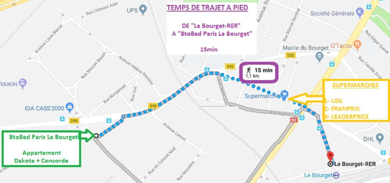 Btobed - Location Professionnelle - 2 Studios Confort - Proche Parc Des Expos Et Stade De France เลอบูร์เช ภายนอก รูปภาพ